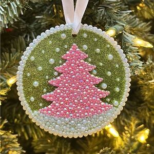 Pink and Green Holiday Ornament